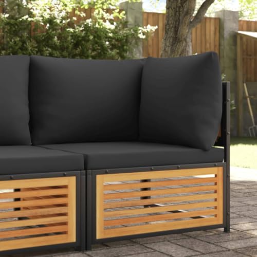Massbinet Garten-Ecksofa mit Kissen Massivholz Akazie Anthrazit von Massbinet