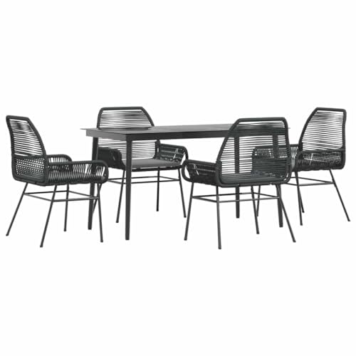 Massbinet Garten Esszimmerset Outdoor Essgruppe Essgarnitur Terrasse mit 4 x Gartenstuhl und 140 x 70 x 74 cm Gartentisch Schwarz Poly Rattan Glas 334464 Massbinet Garten Esszimmerset Outdoor Essgruppe Essgarnitur Terrasse mit 4 x Gartenstuhl und 140 x 70 x 74 cm Gartentisch Schwarz Poly Rattan Glas 334464 von Massbinet