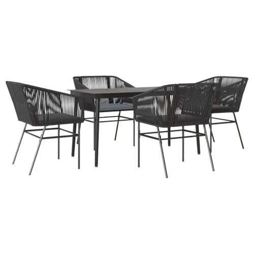 Massbinet Garten Esszimmerset Outdoor Essgruppe Essgarnitur Terrasse mit 4 x Gartenstuhl und 140 x 70 x 74 cm Gartentisch Schwarz Poly Rattan Glas 334513 Massbinet Garten Esszimmerset Outdoor Essgruppe Essgarnitur Terrasse mit 4 x Gartenstuhl und 140 x 70 x 74 cm Gartentisch Schwarz Poly Rattan Glas 334513 von Massbinet