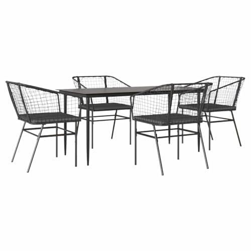 Massbinet Garten Esszimmerset Outdoor Essgruppe Essgarnitur Terrasse mit 4 x Gartenstuhl und 160 x 80 x 74 cm Gartentisch Schwarz Poly Rattan Glas 334458 Massbinet Garten Esszimmerset Outdoor Essgruppe Essgarnitur Terrasse mit 4 x Gartenstuhl und 160 x 80 x 74 cm Gartentisch Schwarz Poly Rattan Glas 334458 von Massbinet