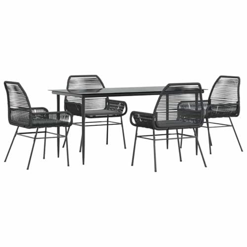 Massbinet Garten Esszimmerset Outdoor Essgruppe Essgarnitur Terrasse mit 4 x Gartenstuhl und 160 x 80 x 74 cm Gartentisch Schwarz Poly Rattan Glas 334464 Massbinet Garten Esszimmerset Outdoor Essgruppe Essgarnitur Terrasse mit 4 x Gartenstuhl und 160 x 80 x 74 cm Gartentisch Schwarz Poly Rattan Glas 334464 von Massbinet