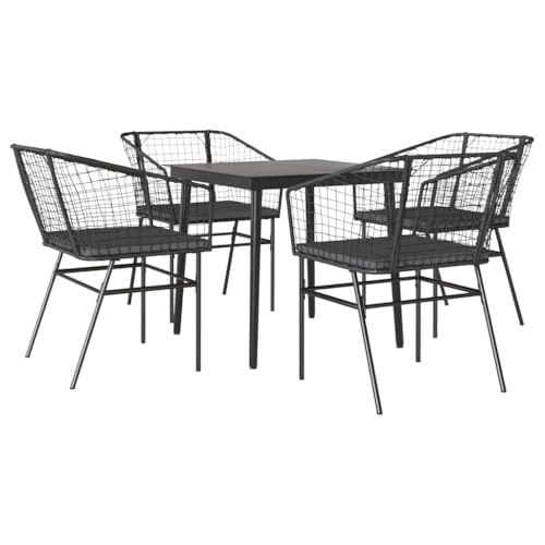 Massbinet Garten Esszimmerset Outdoor Essgruppe Essgarnitur Terrasse mit 4 x Gartenstuhl und 80 x 80 x 74 cm Gartentisch Schwarz Poly Rattan Glas 334458 Massbinet Garten Esszimmerset Outdoor Essgruppe Essgarnitur Terrasse mit 4 x Gartenstuhl und 80 x 80 x 74 cm Gartentisch Schwarz Poly Rattan Glas 334458 von Massbinet
