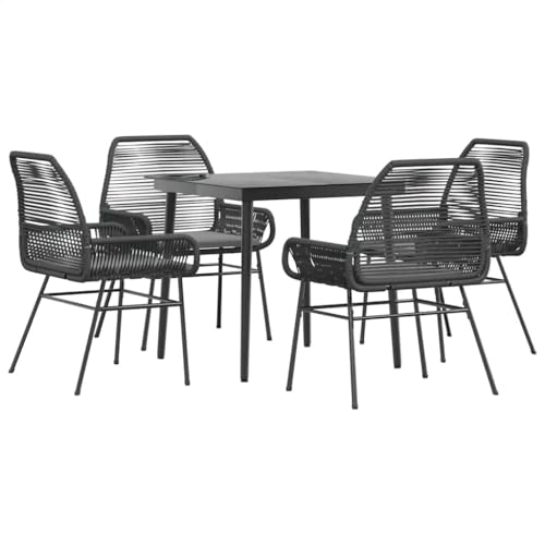 Massbinet Garten Esszimmerset Outdoor Essgruppe Essgarnitur Terrasse mit 4 x Gartenstuhl und 80 x 80 x 74 cm Gartentisch Schwarz Poly Rattan Glas 334464 Massbinet Garten Esszimmerset Outdoor Essgruppe Essgarnitur Terrasse mit 4 x Gartenstuhl und 80 x 80 x 74 cm Gartentisch Schwarz Poly Rattan Glas 334464 von Massbinet