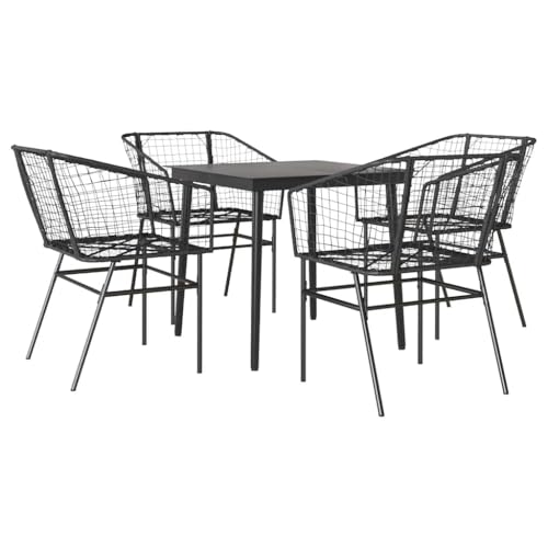 Massbinet Garten Esszimmerset Outdoor Essgruppe Essgarnitur Terrasse mit 4 x Gartenstuhl und 80 x 80 x 74 cm Gartentisch Schwarz Poly Rattan Glas ohen Polster 334458 Massbinet Garten Esszimmerset Outdoor Essgruppe Essgarnitur Terrasse mit 4 x Gartenstuhl und 80 x 80 x 74 cm Gartentisch Schwarz Poly Rattan Glas ohen Polster 334458 von Massbinet