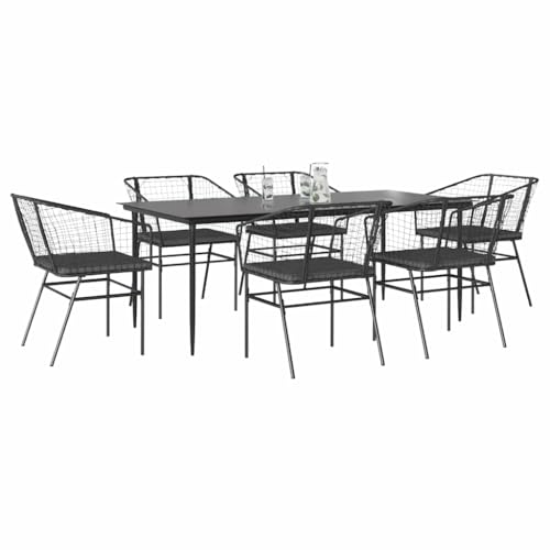 Massbinet Garten Esszimmerset Outdoor Essgruppe Essgarnitur Terrasse mit 6 x Gartenstuhl und 200 x 100 x 74 cm Gartentisch Schwarz Poly Rattan Glas 334458 Massbinet Garten Esszimmerset Outdoor Essgruppe Essgarnitur Terrasse mit 6 x Gartenstuhl und 200 x 100 x 74 cm Gartentisch Schwarz Poly Rattan Glas 334458 von Massbinet