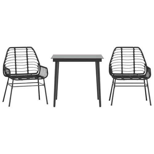 Massbinet Garten Esszimmerset Outdoor Essgruppe Terrasse mit 2 x Gartenstuhl und 80 x 80 x 74 cm Gartentisch Schwarz Poly Rattan Glas ohen Polster 334436 Massbinet Garten Esszimmerset Outdoor Essgruppe Terrasse mit 2 x Gartenstuhl und 80 x 80 x 74 cm Gartentisch Schwarz Poly Rattan Glas ohen Polster 334436 von Massbinet