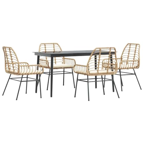 Massbinet Garten Esszimmerset Outdoor Essgruppe Terrasse mit 4 x Gartenstuhl und 140 x 70 x 74 cm Gartentisch Braun Poly Rattan Glas 334436 Massbinet Garten Esszimmerset Outdoor Essgruppe Terrasse mit 4 x Gartenstuhl und 140 x 70 x 74 cm Gartentisch Braun Poly Rattan Glas 334436 von Massbinet
