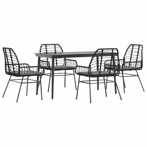 Massbinet Garten Esszimmerset Outdoor Essgruppe Terrasse mit 4 x Gartenstuhl und 140 x 70 x 74 cm Gartentisch Schwarz Poly Rattan Glas 334436 Massbinet Garten Esszimmerset Outdoor Essgruppe Terrasse mit 4 x Gartenstuhl und 140 x 70 x 74 cm Gartentisch Schwarz Poly Rattan Glas 334436 von Massbinet