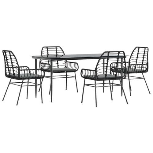 Massbinet Garten Esszimmerset Outdoor Essgruppe Terrasse mit 4 x Gartenstuhl und 160 x 80 x 74 cm Gartentisch Schwarz Poly Rattan Glas 334436 Massbinet Garten Esszimmerset Outdoor Essgruppe Terrasse mit 4 x Gartenstuhl und 160 x 80 x 74 cm Gartentisch Schwarz Poly Rattan Glas 334436 von Massbinet