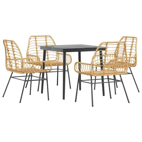 Massbinet Garten Esszimmerset Outdoor Essgruppe Terrasse mit 4 x Gartenstuhl und 80 x 80 x 74 cm Gartentisch Braun Poly Rattan Glas ohen Polster 334436 Massbinet Garten Esszimmerset Outdoor Essgruppe Terrasse mit 4 x Gartenstuhl und 80 x 80 x 74 cm Gartentisch Braun Poly Rattan Glas ohen Polster 334436 von Massbinet