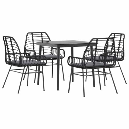 Massbinet Garten Esszimmerset Outdoor Essgruppe Terrasse mit 4 x Gartenstuhl und 80 x 80 x 74 cm Gartentisch Schwarz Poly Rattan Glas 334436 Massbinet Garten Esszimmerset Outdoor Essgruppe Terrasse mit 4 x Gartenstuhl und 80 x 80 x 74 cm Gartentisch Schwarz Poly Rattan Glas 334436 von Massbinet