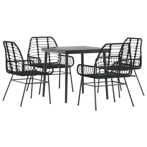 Massbinet Garten Esszimmerset Outdoor Essgruppe Terrasse mit 4 x Gartenstuhl und 80 x 80 x 74 cm Gartentisch Schwarz Poly Rattan Glas ohen Polster 334436 Massbinet Garten Esszimmerset Outdoor Essgruppe Terrasse mit 4 x Gartenstuhl und 80 x 80 x 74 cm Gartentisch Schwarz Poly Rattan Glas ohen Polster 334436 von Massbinet