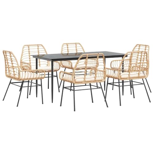 Massbinet Garten Esszimmerset Outdoor Essgruppe Terrasse mit 6 x Gartenstuhl und 160 x 80 x 74 cm Gartentisch Braun Poly Rattan Glas 334436 Massbinet Garten Esszimmerset Outdoor Essgruppe Terrasse mit 6 x Gartenstuhl und 160 x 80 x 74 cm Gartentisch Braun Poly Rattan Glas 334436 von Massbinet