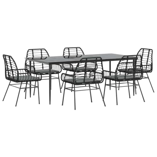 Massbinet Garten Esszimmerset Outdoor Essgruppe Terrasse mit 6 x Gartenstuhl und 200 x 100 x 74 cm Gartentisch Schwarz Poly Rattan Glas 334436 Massbinet Garten Esszimmerset Outdoor Essgruppe Terrasse mit 6 x Gartenstuhl und 200 x 100 x 74 cm Gartentisch Schwarz Poly Rattan Glas 334436 von Massbinet