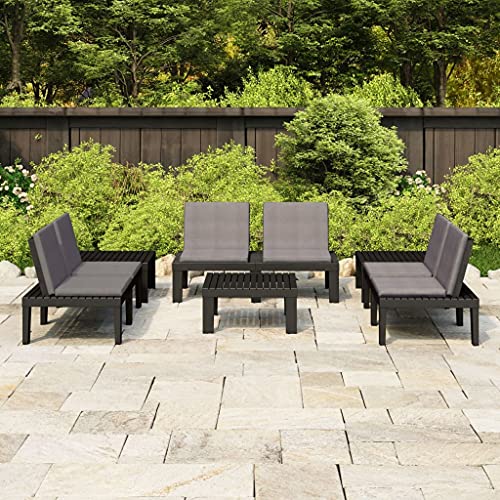 Massbinet Garten Lounge Set Polyrattan Sitzgruppe Essgruppe Outdoor 3 Bank +3 Tisch Grau von Massbinet