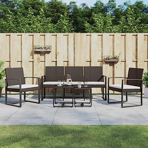 Massbinet Garten Lounge Set Polyrattan Sitzgruppe Essgruppe mit Kissen PP-Rattan Braun von Massbinet