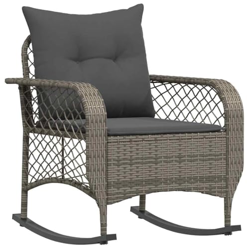 Massbinet Garten Schaukelstuhl mit Kissen Grau Poly Rattan von Massbinet