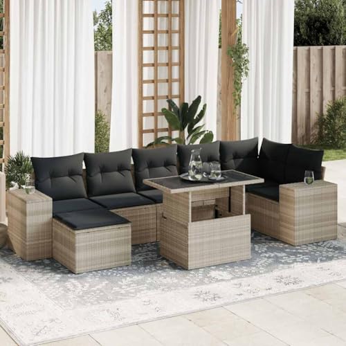 Massbinet Gartenmöbel Set Wetterfest Lounge für Garten Terrasse und Balkon mit Stauraum Hellgrau von Massbinet