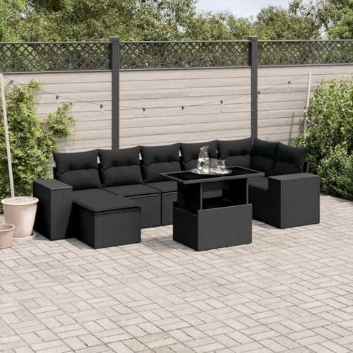 Massbinet Gartenmöbel Set Wetterfest Lounge für Garten Terrasse und Balkon ohne Stauraum Schwarz von Massbinet