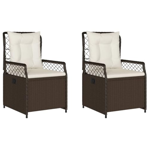Massbinet Gartensessel 2 STK. Verstellbar Braun Poly Rattan Braun Linie weben von Massbinet