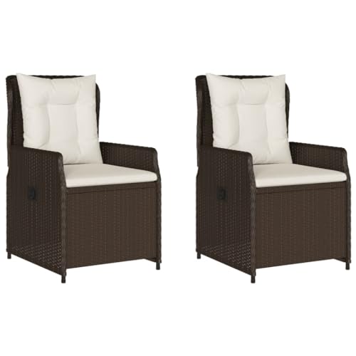 Massbinet Gartensessel 2 STK. Verstellbar Braun Poly Rattan Braun Vollverflechtung von Massbinet