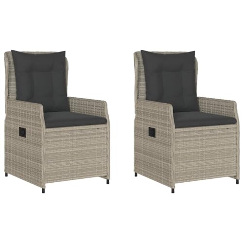 Massbinet Gartensessel 2 STK. Verstellbar Hellgrau Poly Rattan Hellgrau Vollverflechtung Massbinet Gartensessel 2 STK. Verstellbar Hellgrau Poly Rattan Hellgrau Vollverflechtung von Massbinet