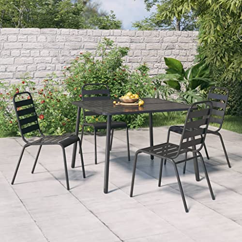 Massbinet Gartentisch Anthrazit 100x100x71 cm Stahl Balkon Garten Terrasse Tisch Klapptisch Balkontisch von Massbinet