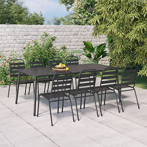 Massbinet Gartentisch Anthrazit 200x100x71 cm Stahl Balkon Garten Terrasse Tisch Klapptisch Balkontisch von Massbinet