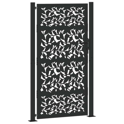 Massbinet Gartentor Schwarz 105x180 cm Stahl Blatt-Design Massbinet Gartentor Schwarz 105x180 cm Stahl Blatt-Design von Massbinet