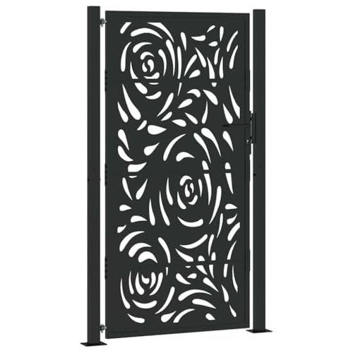 Massbinet Gartentor Schwarz 105x180 cm Stahl Flammen-Design von Massbinet