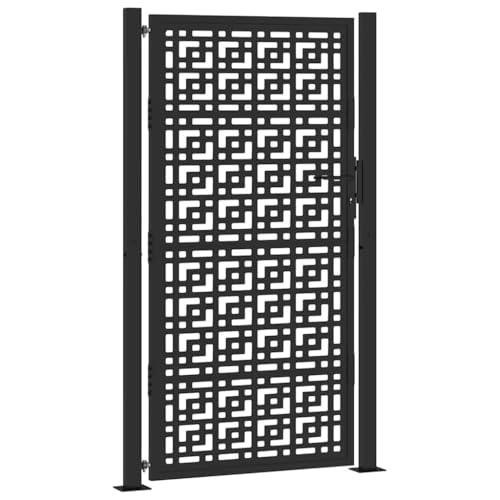 Massbinet Gartentor Schwarz 105x180 cm Stahl Kreuz-Design von Massbinet