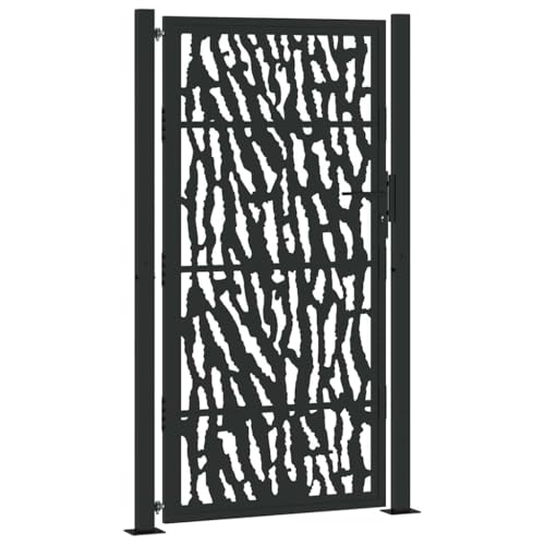 Massbinet Gartentor Schwarz 105x180 cm Stahl Spurendesign Massbinet Gartentor Schwarz 105x180 cm Stahl Spurendesign von Massbinet