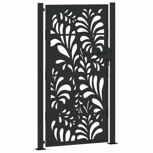 Massbinet Gartentor Schwarz 105x180 cm Stahl Wellen-Design Massbinet Gartentor Schwarz 105x180 cm Stahl Wellen-Design von Massbinet