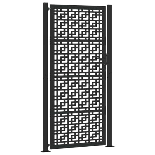 Massbinet Gartentor Schwarz 105x205 cm Stahl Kreuz-Design von Massbinet