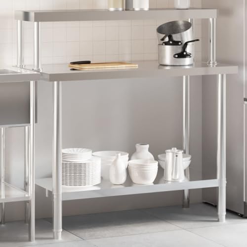 Massbinet Gastronomie Edelstahl Arbeitstisch Belastbar Profi Gastro Küchentisch mit Extra Großer Unteren Ablagefläche Küchen-Arbeitstisch mit Aufsatzboard 110x55x120 cm Massbinet Gastronomie Edelstahl Arbeitstisch Belastbar Profi Gastro Küchentisch mit Extra Großer Unteren Ablagefläche Küchen-Arbeitstisch mit Aufsatzboard 110x55x120 cm von Massbinet