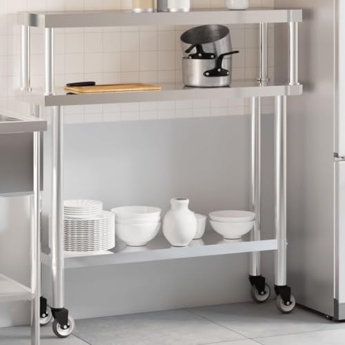 Massbinet Gastronomie Edelstahl Arbeitstisch Belastbar Profi Gastro Küchentisch mit Extra Großer Unteren Ablagefläche Küchen-Arbeitstisch mit Riemenscheiben 110x30x120 cm Massbinet Gastronomie Edelstahl Arbeitstisch Belastbar Profi Gastro Küchentisch mit Extra Großer Unteren Ablagefläche Küchen-Arbeitstisch mit Riemenscheiben 110x30x120 cm von Massbinet