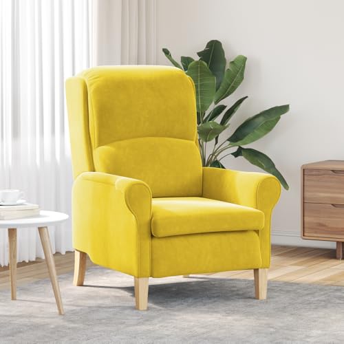 Massbinet Gelber Sessel Gelb Textil, Holz Standard Gelber Sessel Loungesessel Ohrensessel für Wohnzimmer Polstersessel von Massbinet