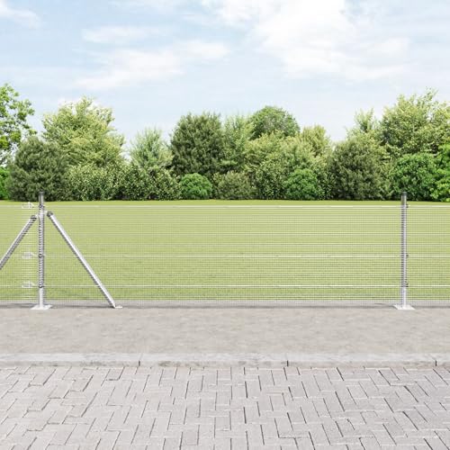 Massbinet Gepulster Drahtzaun mit 13 Flanschen Pfosten 0.4x50 m Galvanisierter Stahl Perfekt als Gartenzaun Gartentor Brettertzaun von Massbinet