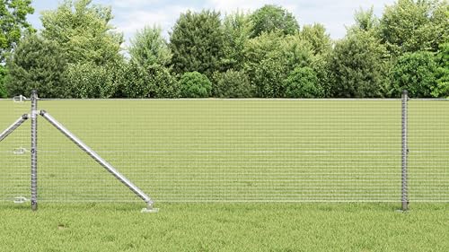 Massbinet Gewebter Drahtzaun mit 13 Spike-Posts 0.8x100 m Verzinkter Stahl Perfekt als Gartenzaun Gartentor Brettertzaun von Massbinet