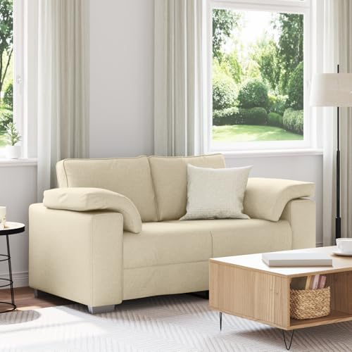 Massbinet Glamour Design Couchgarnitur Polstersofa Wohnzimmer Sofa 2-Sitzer Creme 120 cm Stoff Massbinet Glamour Design Couchgarnitur Polstersofa Wohnzimmer Sofa 2-Sitzer Creme 120 cm Stoff von Massbinet