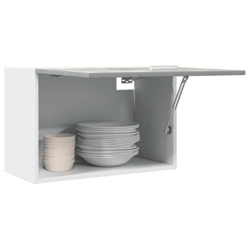 Massbinet Hängeschrank Lyon Betongrau 60x31x40 cm Holzwerkstoff Moderner Stil Anti-Kipp-Design Holz für Mehrzweckschrank Vorratsschrank für Küche, Wohnzimmer, Esszimmer von Massbinet