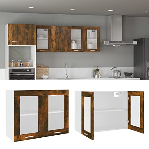 Massbinet Hängeschrank Lyon Glas Räuchereiche 80x31x60 cm Holzwerkstoff Moderner Stil Anti-Kipp-Design Holz für Mehrzweckschrank Vorratsschrank für Küche, Wohnzimmer, Esszimmer Massbinet Hängeschrank Lyon Glas Räuchereiche 80x31x60 cm Holzwerkstoff Moderner Stil Anti-Kipp-Design Holz für Mehrzweckschrank Vorratsschrank für Küche, Wohnzimmer, Esszimmer von Massbinet