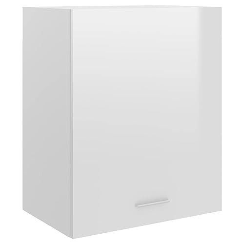 Massbinet Hängeschrank Lyon Hochglanz-Weiß 50x31x60 cm Holzwerkstoff Moderner Stil Anti-Kipp-Design Holz für Mehrzweckschrank Vorratsschrank für Küche, Wohnzimmer, Esszimmer von Massbinet