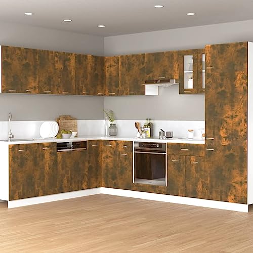 Massbinet Hängeschrank Lyon Räuchereiche 60x31x40 cm Holzwerkstoff Moderner Stil Anti-Kipp-Design Holz für Mehrzweckschrank Vorratsschrank für Küche, Wohnzimmer, Esszimmer von Massbinet