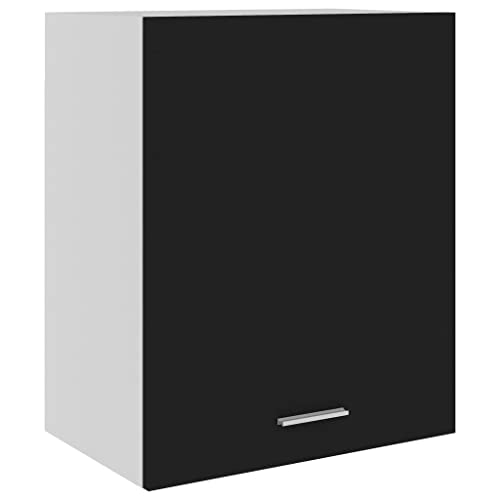 Massbinet Hängeschrank Lyon Schwarz 50x31x60 cm Holzwerkstoff Moderner Stil Anti-Kipp-Design Holz für Mehrzweckschrank Vorratsschrank für Küche, Wohnzimmer, Esszimmer von Massbinet