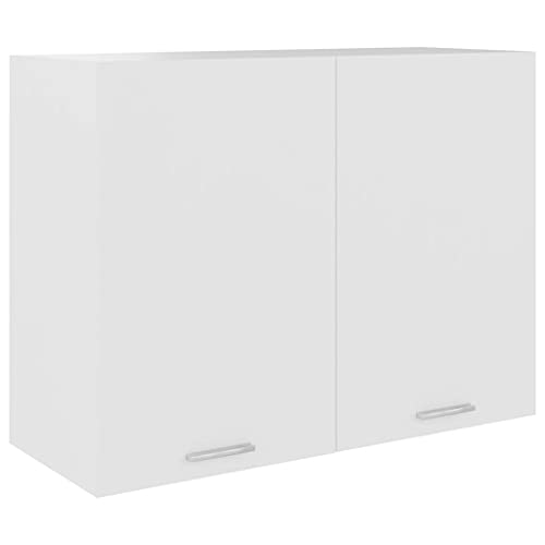 Massbinet Hängeschrank Lyon Weiß 80x31x60 cm Holzwerkstoff Moderner Stil Anti-Kipp-Design Holz für Mehrzweckschrank Vorratsschrank für Küche, Wohnzimmer, Esszimmer von Massbinet