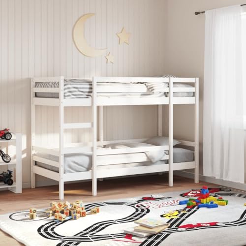 Massbinet Hochbett mit Leiter & Zwei Liegeflächen Platzsparendes Kinder Etagenbett Teilmassive Kiefer Weiß 90x200 cm Massivholz Massbinet Hochbett mit Leiter & Zwei Liegeflächen Platzsparendes Kinder Etagenbett Teilmassive Kiefer Weiß 90x200 cm Massivholz von Massbinet