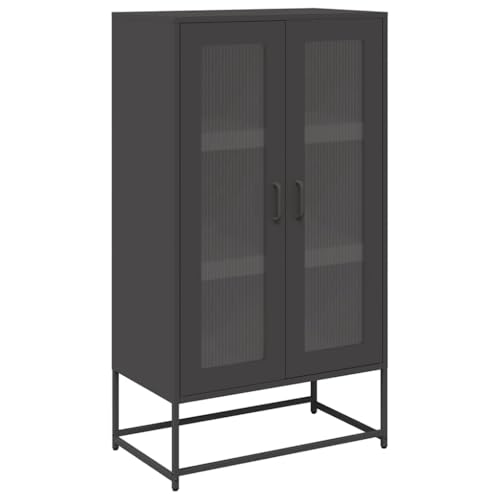 Massbinet Hochschränke mit 2 Türen Modern Aufbau Schlafzimmer Büro Flur Mehrzweckschrank Aktenschrank Schrank Metall Schwarz 68x39x123 cm Stahl von Massbinet