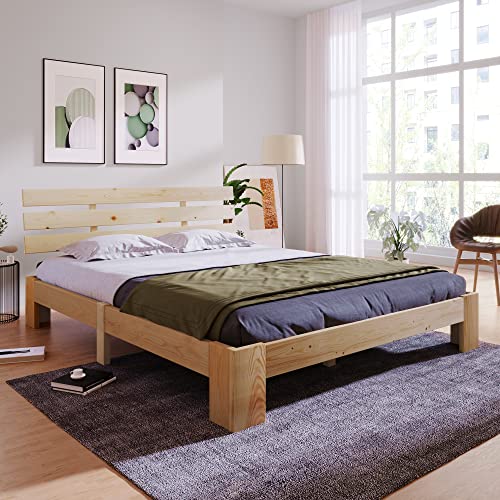 Massbinet Holzbett Doppelbett mit Kopfteil aus Bettgestell mit Lattenrost-200 x 140 cm Massivholz Massiv Doppelbett als Kieferbett verwendbar Massbinet Holzbett Doppelbett mit Kopfteil aus Bettgestell mit Lattenrost-200 x 140 cm Massivholz Massiv Doppelbett als Kieferbett verwendbar von Massbinet