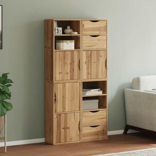 Massbinet Kleiderschrank für Wohnzimmer Schlafzimmer Beistellschränke 4 STK. ODDA 40x24x79 cm Massivholz von Massbinet